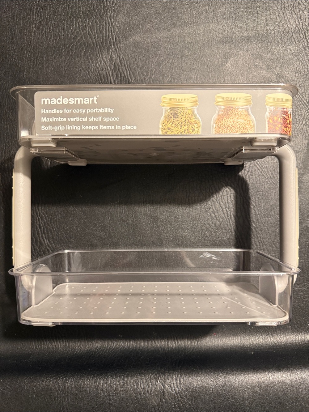 NWT Madesmart Clear Plastic Two-Tier Organizer - Gray